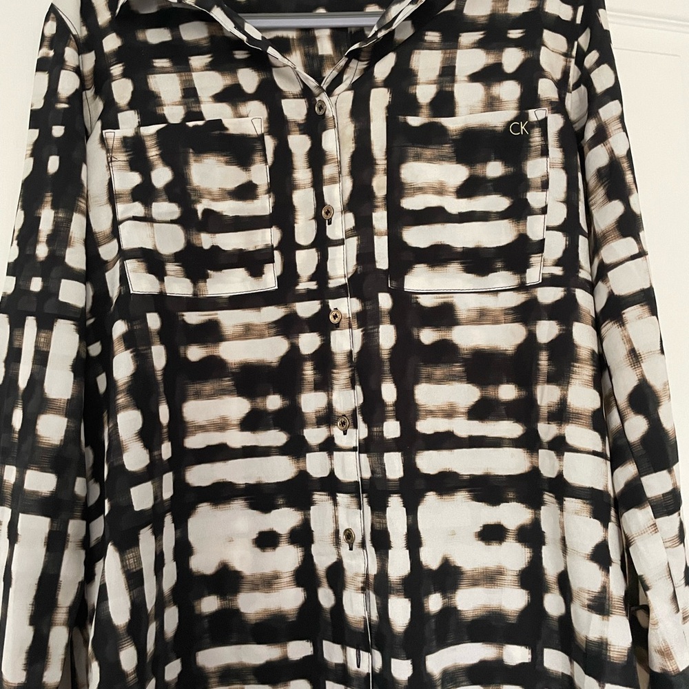 Calvin Klein Black and White Plaid Shirt